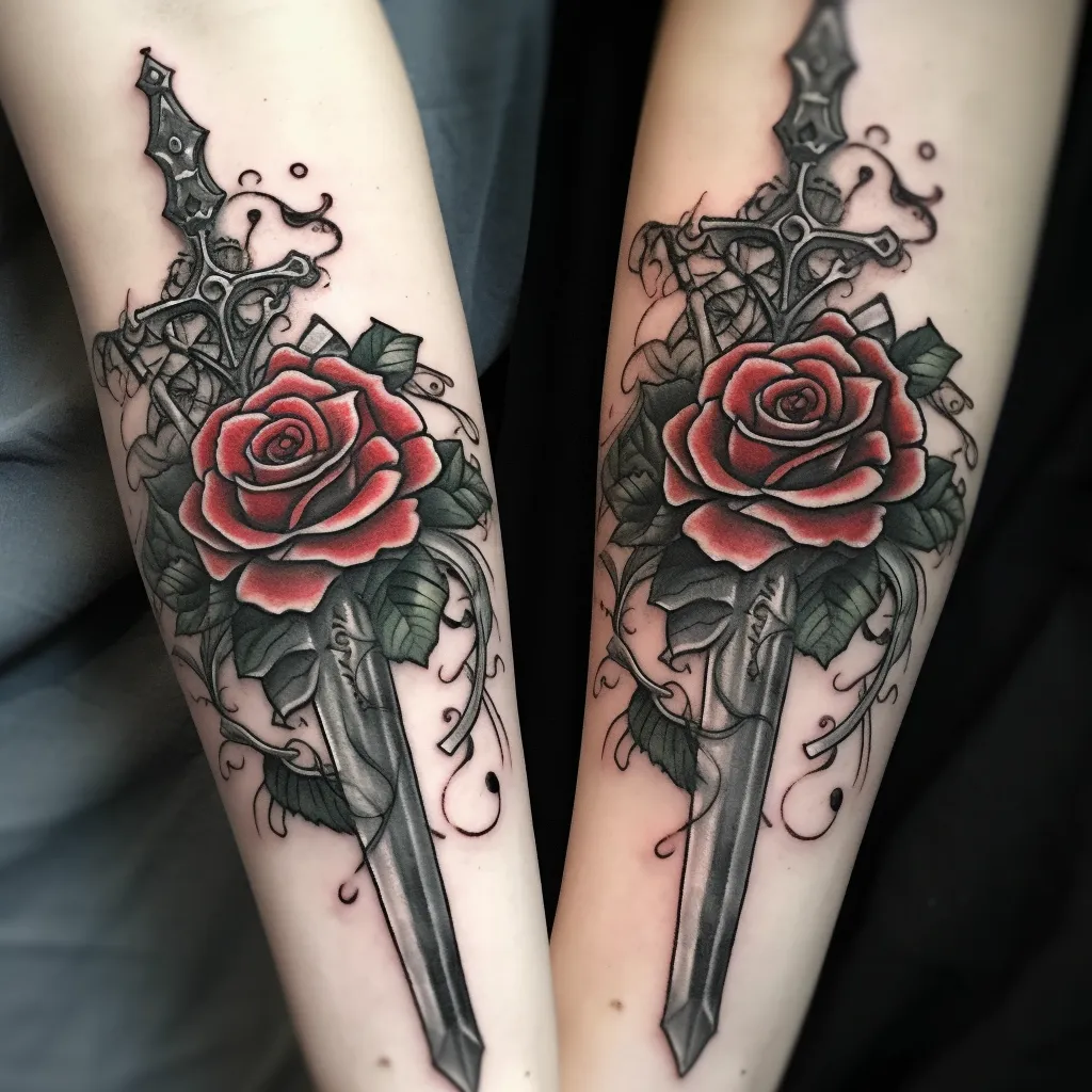 Sword and Rose tattoosMidjournMidjourney中国